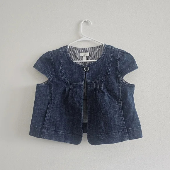 Ann Taylor Loft Denim Cap Sleeve Vest Medium - Picture 1 of 4